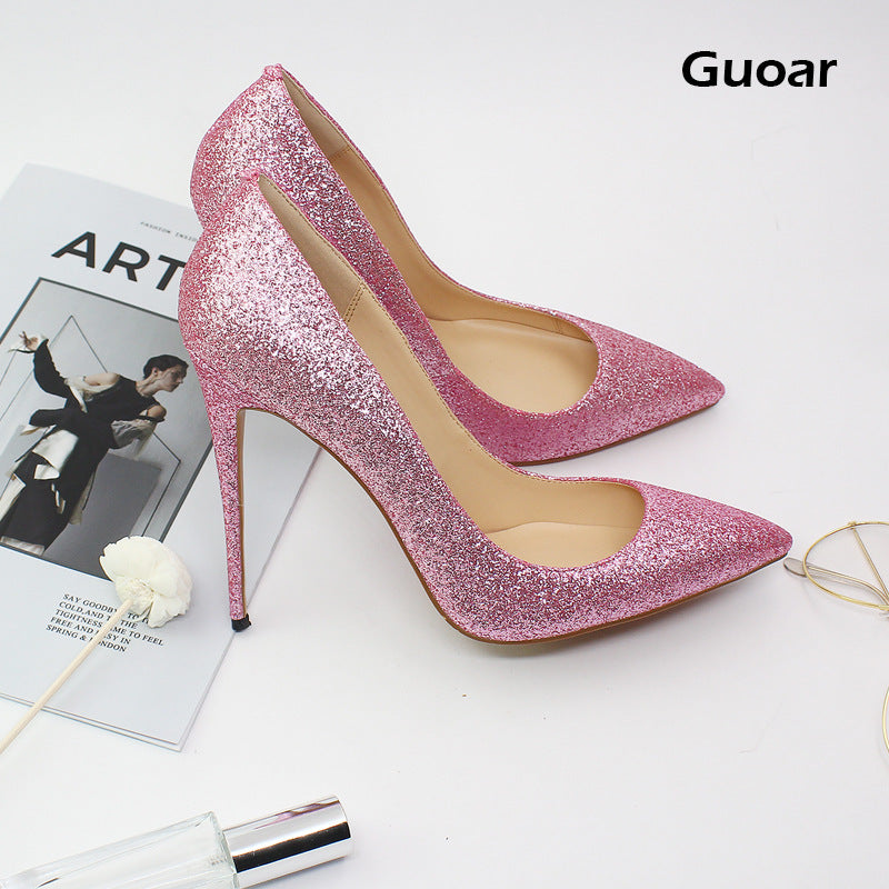 Glitter pointed high heels