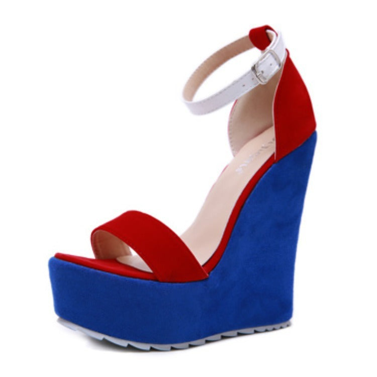 Super high heel colorblock hate high single shoes