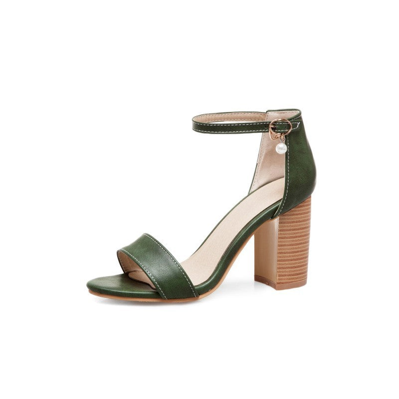 Chunky Heel High-heeled Sandals Women's Shoes With Bag-heel