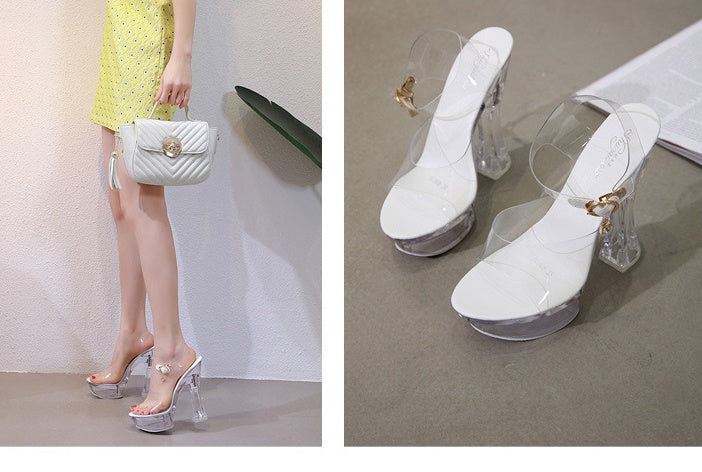 Crystal Wedge Slippers For Women's Summer Waterproof Table